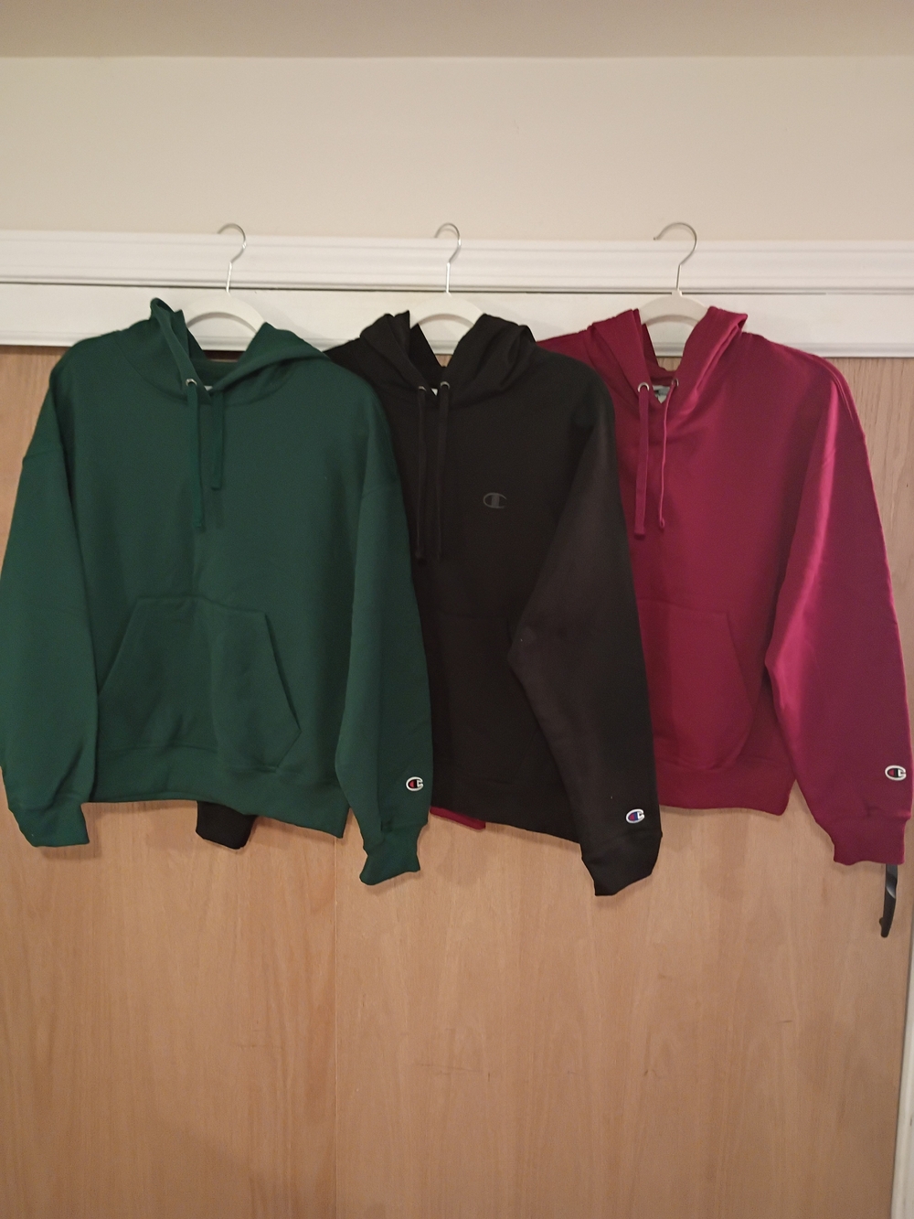 Champion Pullover Hoodies in Green, Black & Burgundy